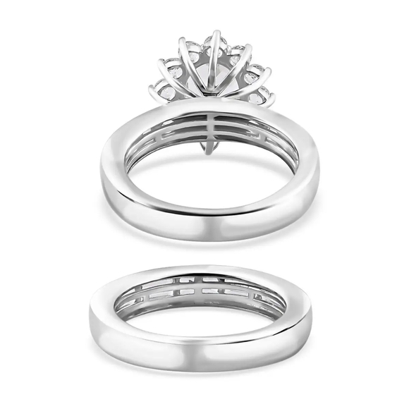 NWT White Topaz Set of 2 Rings in Platinum Over Sterling Silver 4.75 ctw - Picture 6 of 9